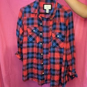 Forever 21 blue and red flannel top
